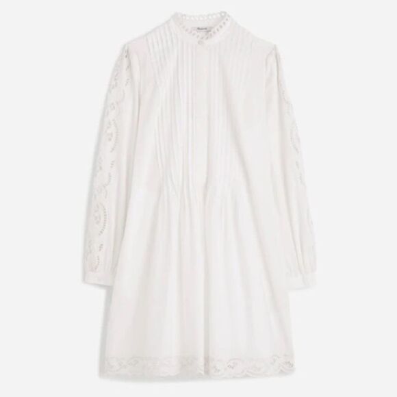 Madewell NWT Pintucked Eyelet Mini Dress White Size XXS - Picture 12 of 15